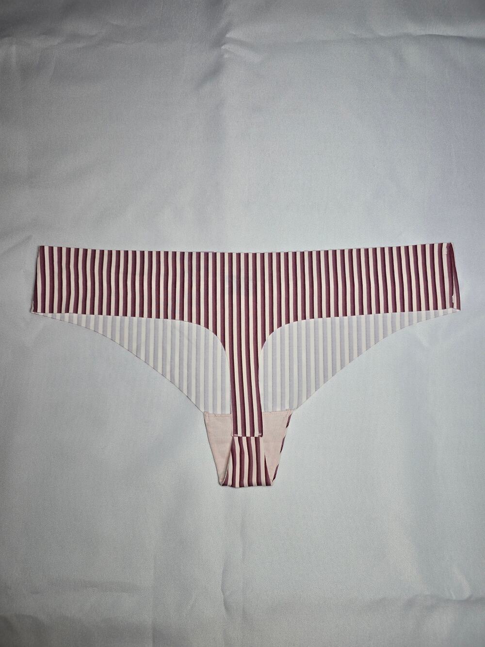 Auden Invisible Edge No-Show Thong Berry Red Stripe